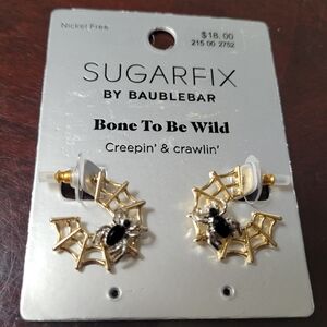 Sugarfix by BaubleBar "Web Struck" spiderweb earrings for Halloween.